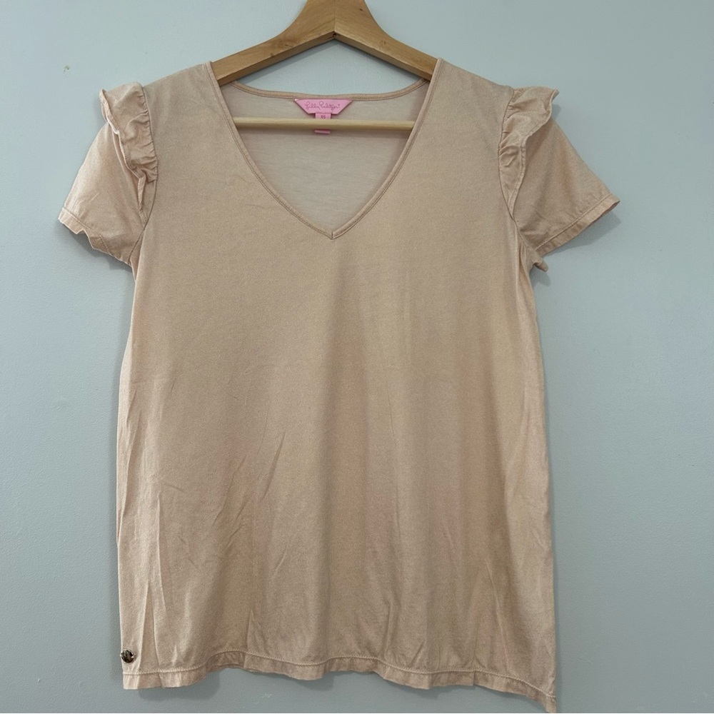Lilly Pulitzer Samira Sand Bar Short Sleeve Top XS